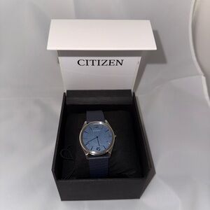 Suratto Citizen Eco drive Navy Blue Dial and Leather Strap Watch